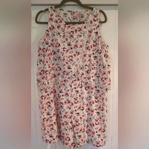Justice Girls Floral Sleeveless Romper Lace White‎ Red Blue Size 20 Cottagecore